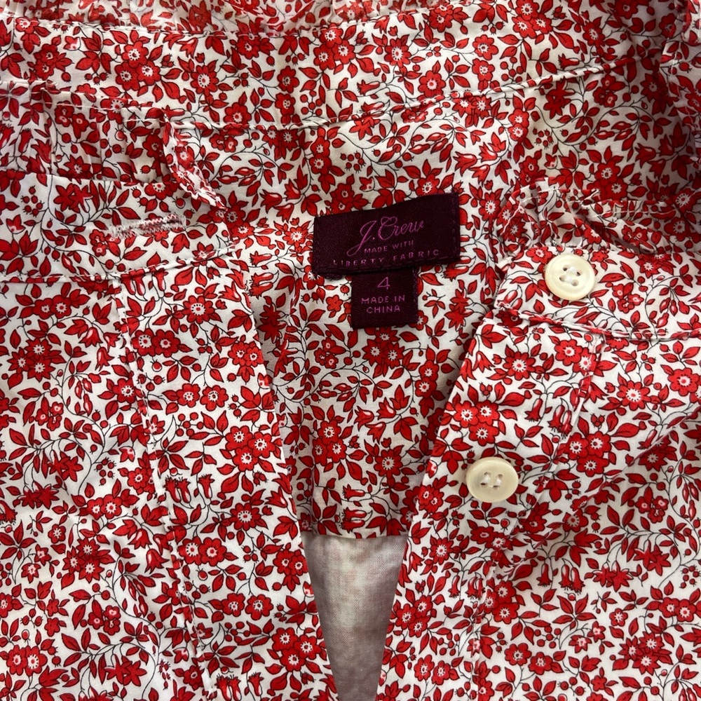 J.Crew Red Floral Button-Up Dress